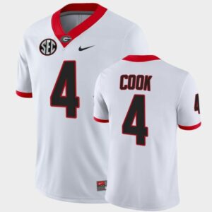 Men's Georgia Bulldogs #4 James Cook White College Game Jersey