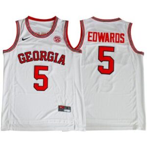 Men's Georgia Bulldogs 5 Anthony Edwards NCAA Basketball Jersey White