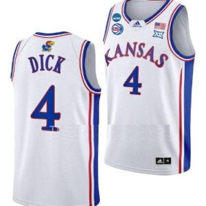 Gradey Dick Kansas Jayhawks Jersey – NCAA 2023 March Madness White – All Stitched