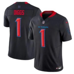 Men's Houston Texans Stefon Diggs Jersey #1 Black Football All Stitched