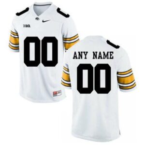 Men's  Iowa Hawkeyes White Customized College Football Jersey