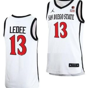 Men's Jaedon LeDee Jersey San Diego State Aztecs Basketball Home White 13