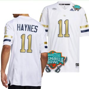 Men's Jamal Haynes Jersey #11 Georgia Tech Yellow Jackets 2023 Gasparilla  White