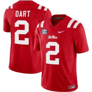 Men's Jaxson Dart Jersey #2 Ole Miss Rebels Football Vapor Limited  Red