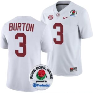 Men's Jermaine Burton Jersey #3 Alabama Crimson Tide Rose Bowl Game 2024 Patch