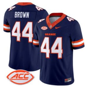 Men's Jim Brown Jersey #44 Syracuse Orange Vapor Football All stitched Navy