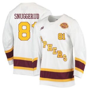 Men's Jimmy Snuggerud #81 Minnesota Golden Gophers Hockey White Stitched Jersey