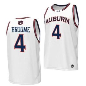 Men's Johni Broome #4 Auburn Tigers College Basketball white Jersey Stitched