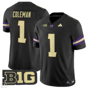 Men's Jonah Coleman Jersey #1 Washington Huskies Football All Stitched Black