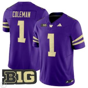 Men's Jonah Coleman Jersey #1 Washington Huskies Football All Stitched Purple