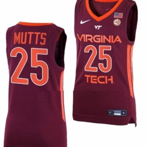 Men's Justyn Mutts Jersey Virginia Tech Hokies Basketball Away Maroon #25