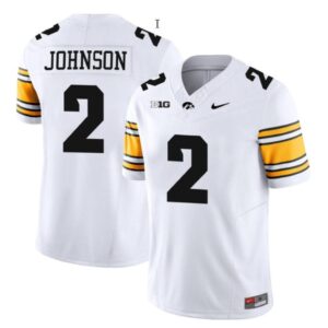 Men's Kaleb Johnson Jersey #2 Iowa Hawkeyes CollegeWhite