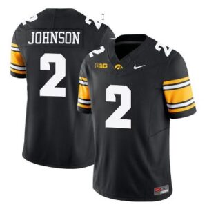 Men's Kaleb Johnson Jersey #2 Iowa Hawkeyes Vapor Limited College Football Black