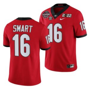 Men's Kirby Smart Jersey Uga #16 2021-22 CFP National Champions Honor Coah Unif