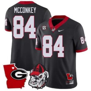 Men's Ladd McConkey Jersey #84 Georgia Bulldogs Georgia State Map College Footb