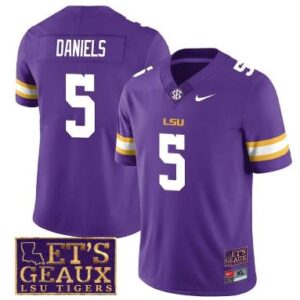 Men's Lsu Tigers Jayden Daniels Jersey #5 College Football Lets Geaux Patch