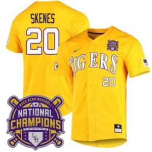 Lsu Tigers Paul Skenes Jersey 20 National Champions NCAA Baseball Stitched Gold