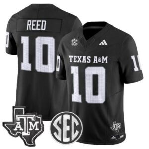 Men's M. Reed Jersey #10 Texas A&M Aggies SEC Vapor Football All Stitched Black