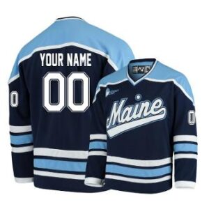 Men's Maine Black Bears Navy Blue Custom Hockey Jersey