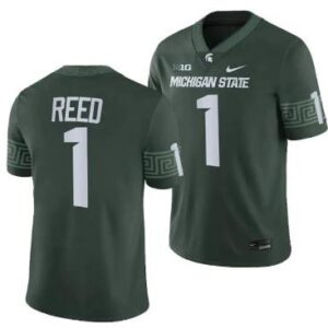 Men's Michigan State Jayden Reed #1 Green Football Jersey All Stitched
