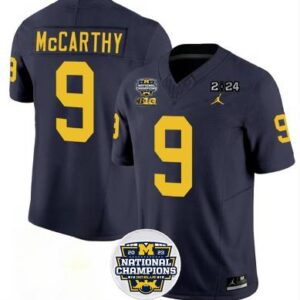 J.J. McCarthy Michigan Wolverines Jersey – 2024 Navy National Championship – All Stitched