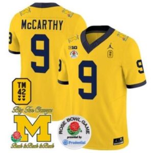 JJ McCarthy #9 Jersey NCAA Michigan Wolverines Coollege Football Jersey Yellow
