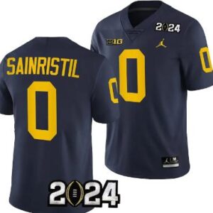 Men's Mike Sainristil Jersey #0 Michigan Wolverines 2024 Football National Cham