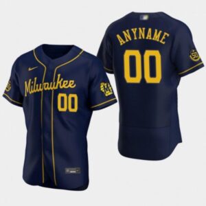 Men's Milwaukee Brewers Customized 2020 Navy 50th Jersey