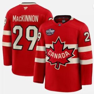Men's Nathan MacKinnon Jersey #29 Red 2025 4 Nations Face-Off Stitched