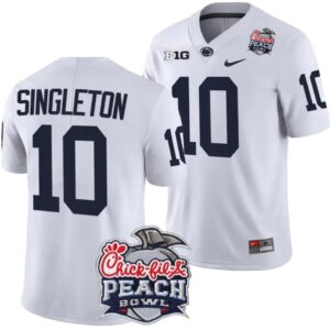 Men's Nicholas Singleton Jersey #10 Penn State Peach Bowl Patch 2024 College Wh