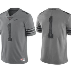 Men's Ohio State Buckeyes #1 Justin Fields Gray Stitched Jersey