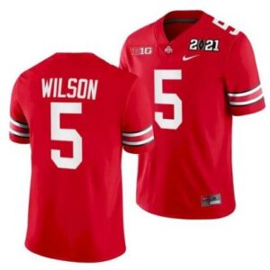 Men's Ohio State Buckeyes #5 Garrett Wilson Scarlet Football Jersey