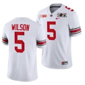 Men's Ohio State Buckeyes #5 Garrett Wilson White Jersey All Stitched