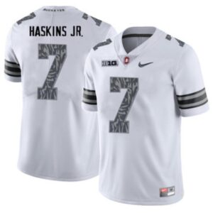 Men's Ohio State Buckeyes 7 Dwayne Haskins White Shadow College Football Jersey