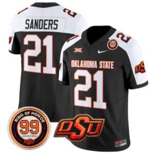 Men's Oklahoma State Cowboys #21 Barry Sanders  Leslie O'neal Football Jersey