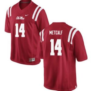 Men's Ole Miss Rebels College Football Jerseys D.K. Metcalf #14 Red Jersey