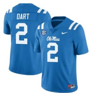 Men's Ole Miss Rebels Jaxson Dart Jersey #2 College  Light Blue