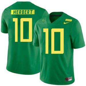 Men's Oregon Ducks #10 Justin Herbert College Jersey Green