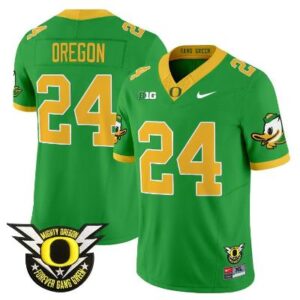 Men's Oregon Jersey #24 Oregon Ducks Forever Gang Green Patch Stitched Green