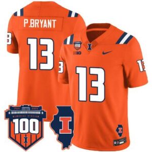 Men's Pat Bryant Jersey #13 Illinois Fighting College Football Stitched Orange