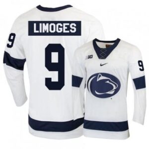 Mens Penn State Nittany Lions #9 Alex Limoges Stitched White Hockey Jersey