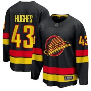 Men's Quinn Hughes #43 Vancouver Canucks Breakaway Stitched Hockey Jersey Black