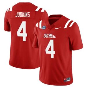Men's Quinshon Judkins Jersey #4 Ole Miss Rebels Football  Red