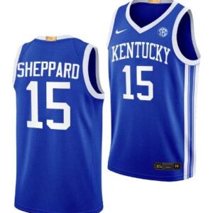 Men's Reed Sheppard Jersey 15 Kentucky Wildcats Limited Basketball Blue Away Cl