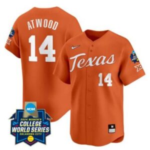 Reese Atwood Jersey #14 Texas AM Aggies 2024 World Series NCAA Baseball Orange