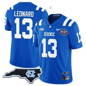 Men's Riley Leonard Jersey #13 Duke Blue Devils Football Limited Royal  NC S