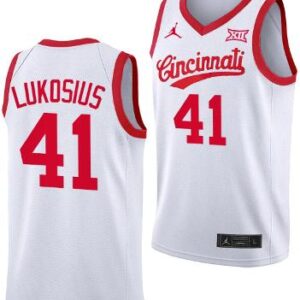 Men's Simas Lukosius Jersey 41 Cincinnati Bearcats 70s Throwback Basketball Whi