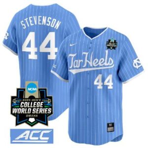 Men's Stevenson Jersey #44 North Carolina Tar Heels Baseball Stitched Blue Strip