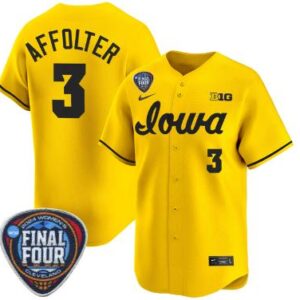 Men's Sydney Affolter Jersey #3 Iowa Hawkeyes Baseball All Stitched Gold