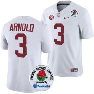 Men's Terrion Arnold Jersey #3 Alabama Crimson Tide Rose Bowl Game 2024 Patch C